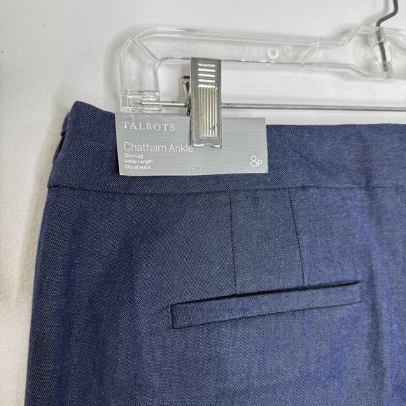 Talbots Pants Womens 8P Blue Chatham Ankle Slim Leg Petite Work Dress Office NEW - Picture 3 of 8